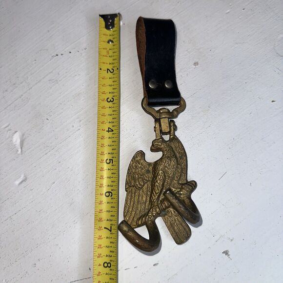 WW1 Imperial German Belt Eagle Drum Hanger Holder Brass With Iron Hooks Leather - Picture 8 of 9